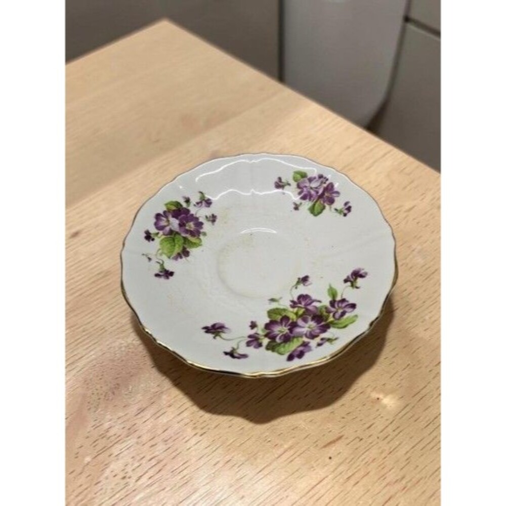 Old Royal Bone China England Violet Floral Saucer Gold Trim Replacement